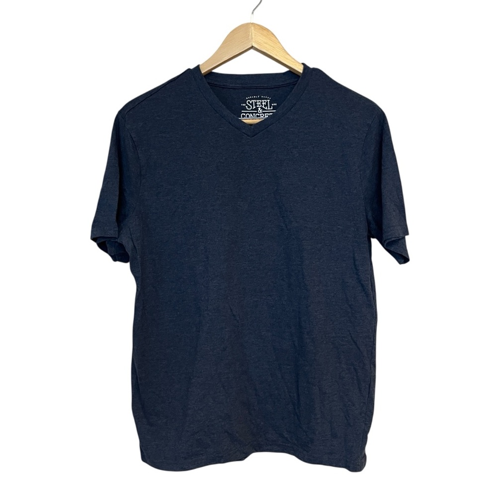 Steel & Concrete Mens V Neck Navy T-Shirt Size Medium Short Sleeve Casual
